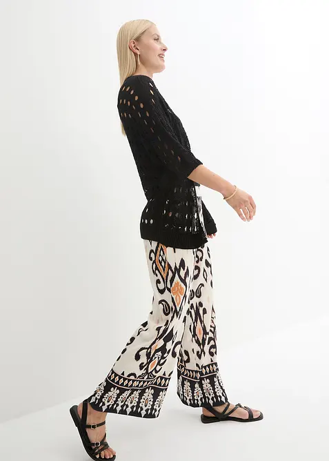 Gilet en maille ajourée avec fil brillant, bonprix