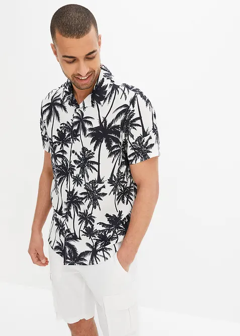 Chemise manches courtes Slim en viscose, bonprix