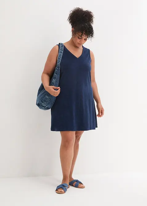 Robe trapèze en tissu éponge, bonprix