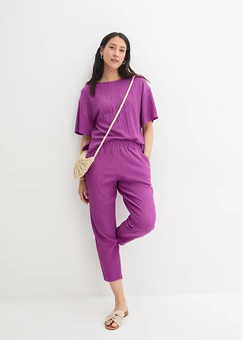 Pantalon en jersey texturé, bonprix