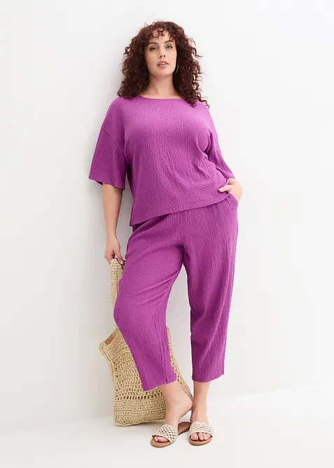 Pantalon en jersey texturé, bonprix