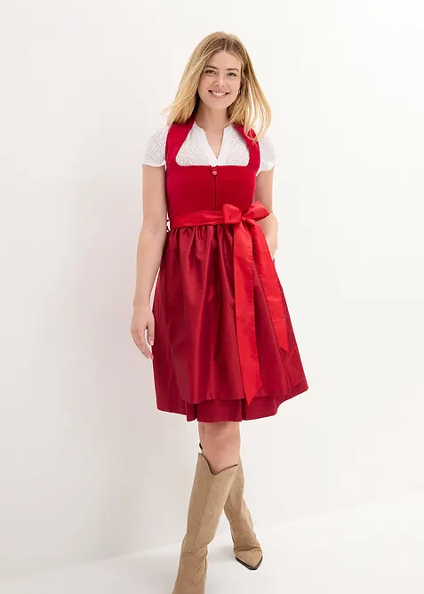 Dirndl avec corsage en velours et tablier en satin, bonprix