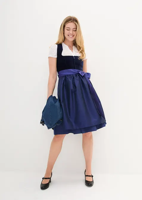 Dirndl avec corsage en velours et tablier en satin, bonprix