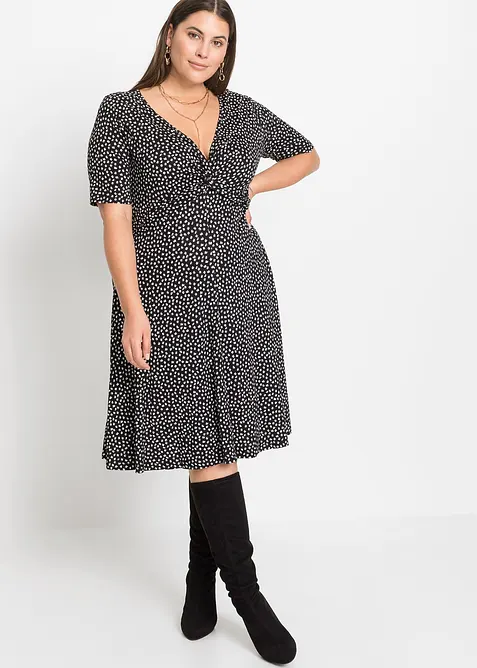 Robe en jersey imprimé avec drapé, bonprix