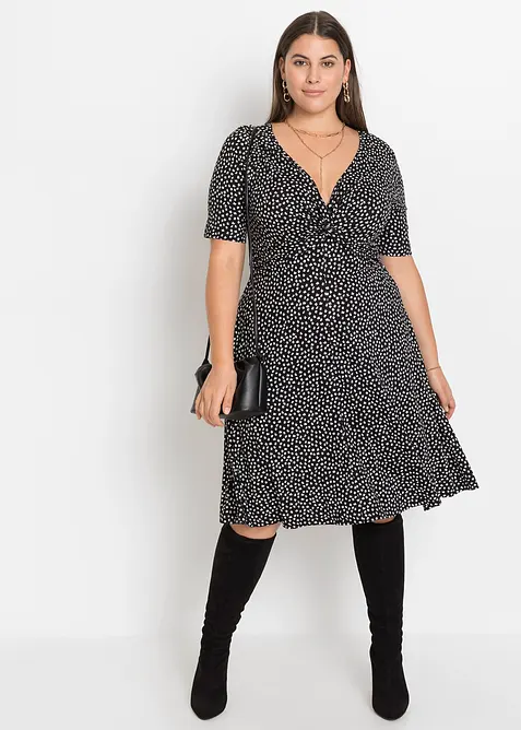 Robe en jersey imprimé avec drapé, bonprix