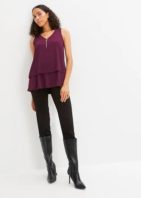 Top en viscose à encolure zippée, bonprix