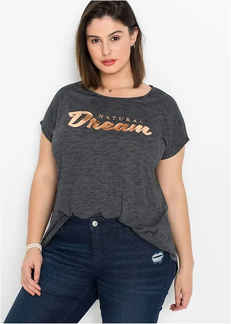 T-shirt long en viscose m&eacute;lang&eacute;e, bonprix