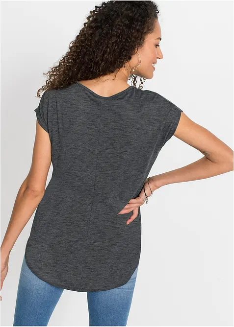 T-shirt long en viscose m&eacute;lang&eacute;e, bonprix