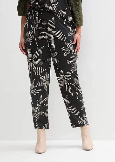 Pantalon taille élastiquée avec lien à nouer, bonprix