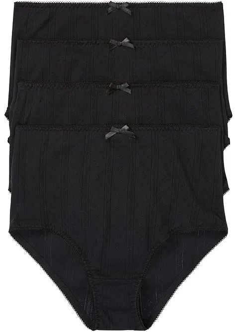 Lot de 4 slips taille haute en coton l&eacute;ger, bonprix