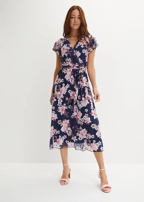 Robe midi imprimée en mesh, bonprix