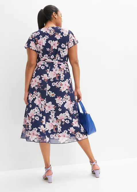 Robe midi imprimée en mesh, bonprix