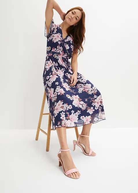 Robe midi imprimée en mesh, bonprix