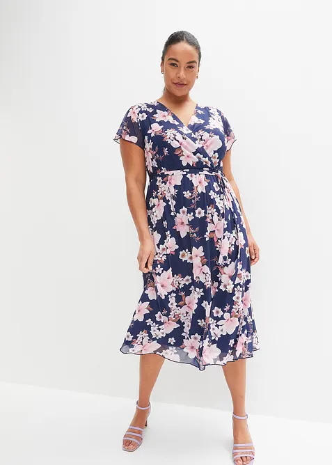 Robe midi imprimée en mesh, bonprix