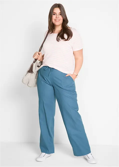 Pantalon large en lin et coton, bonprix