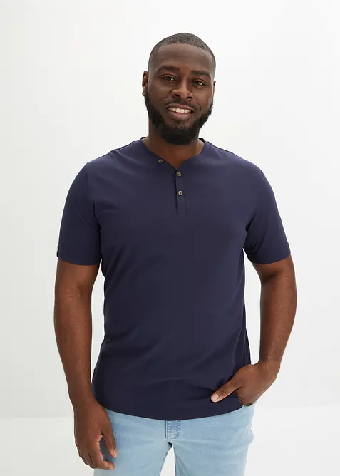 Lot de 2 T-shirts col tunisien 100 % coton, bonprix