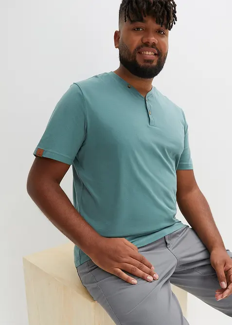 Lot de 2 T-shirts col tunisien 100 % coton, bonprix