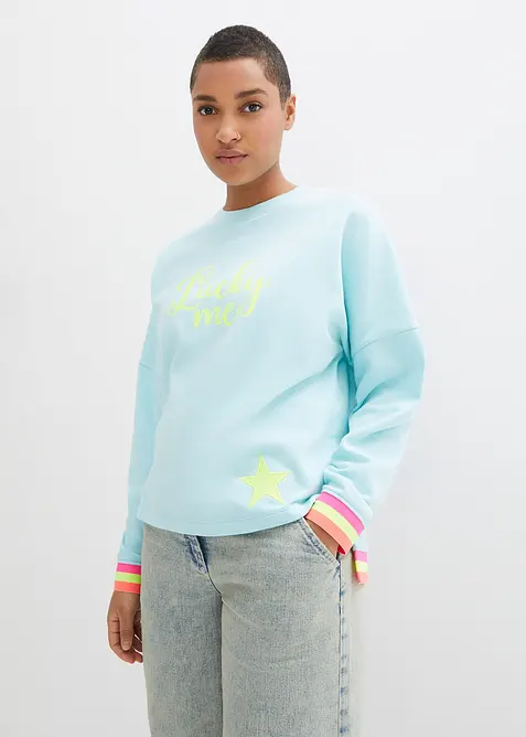 Sweat &agrave; poignets multicolores, bonprix