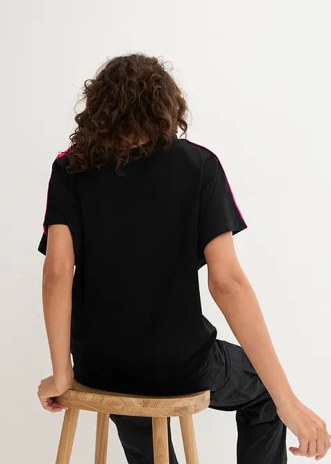 T-shirt 100% coton avec galon fluo, bonprix