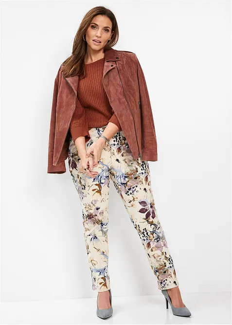 Pantalon extensible imprimé fleurs, bonprix