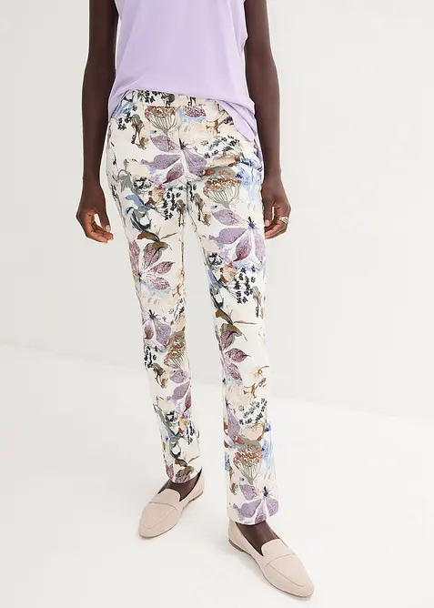 Pantalon extensible imprimé fleurs, bonprix
