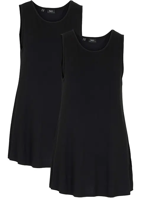 Lot de 2 débardeurs longs en viscose douce, bonprix