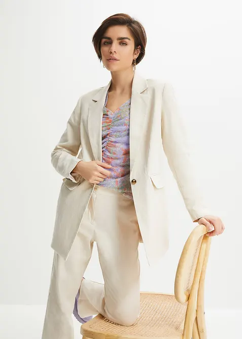 Blazer long en lin et viscose, bonprix