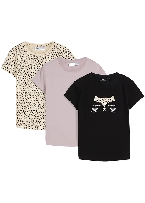Lot de 3 T-shirts fille 100% coton, bonprix