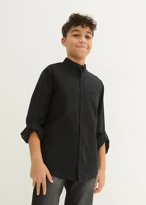 Chemise avec manches &agrave; retrousser, 100% coton, bonprix