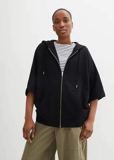 Sweat zipp&eacute; cape en coton, bonprix