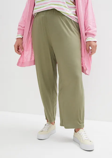 Lot de 2 pantalons 7/8 en jersey &agrave; taille haute, bonprix