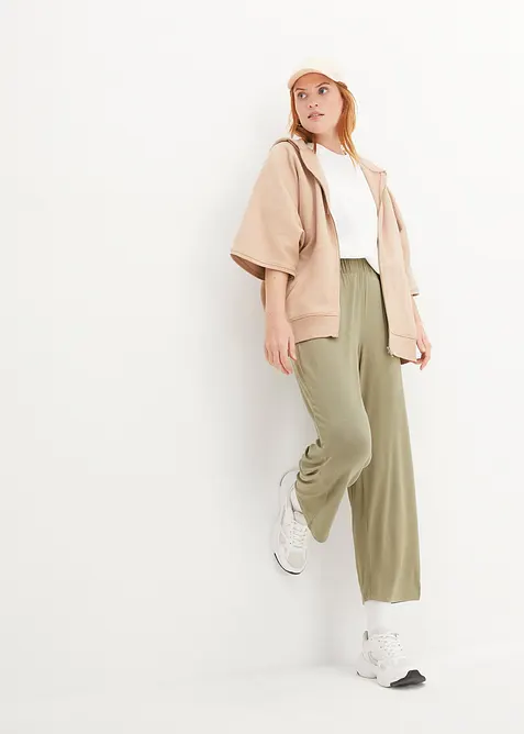 Lot de 2 pantalons 7/8 en jersey &agrave; taille haute, bonprix