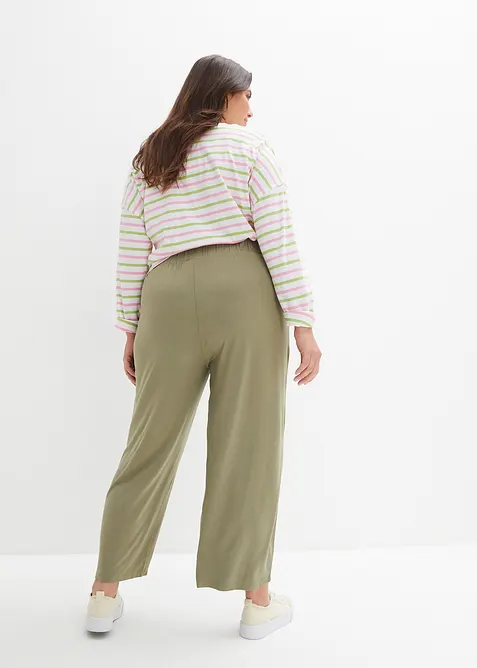 Lot de 2 pantalons 7/8 en jersey &agrave; taille haute, bonprix