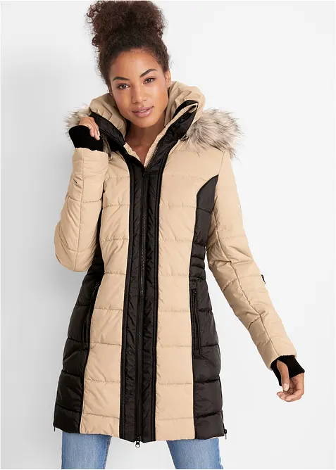 Manteau outdoor imperméable avec bordure peluche, bonprix