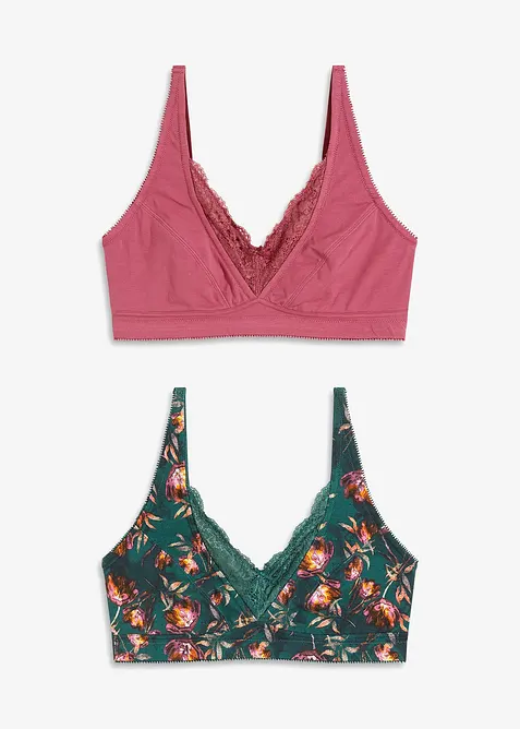 Lot de 2 soutiens-gorge coton sans armatures, bonprix