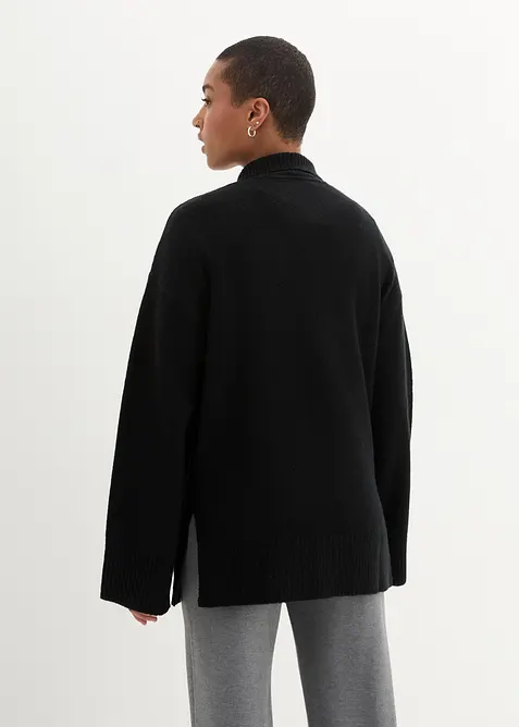 Pull oversize à col roulé ouvert et fentes latérales, bonprix