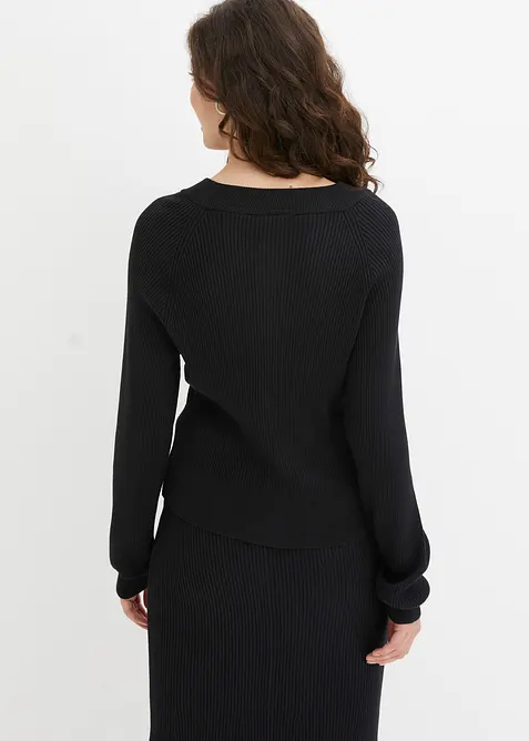 Gilet en maille côtelée, viscose majoritaire, bonprix