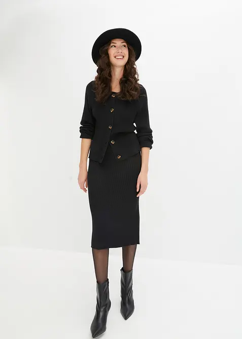 Jupe en maille côtelée, viscose majoritaire, bonprix