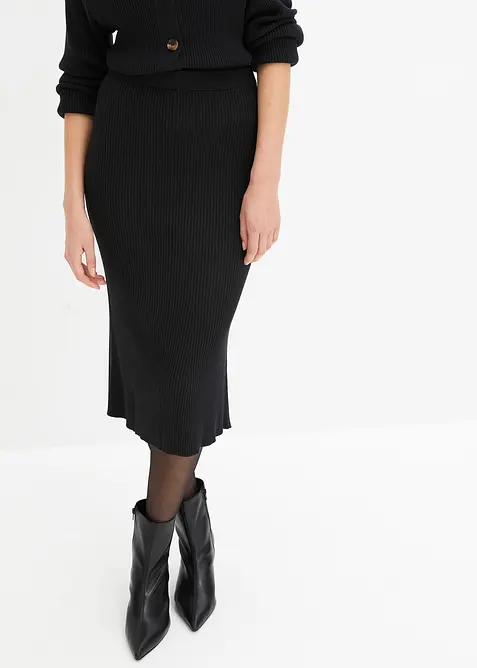 Jupe en maille côtelée, viscose majoritaire, bonprix