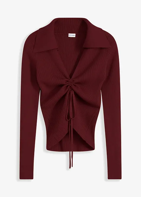 Pull côtelé froncé devant, bonprix