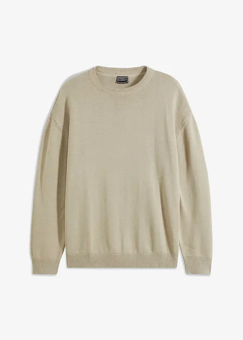 Pull col rond doux en coton mélangé, loose, bonprix