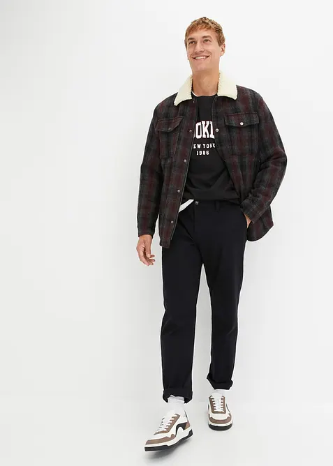 Pantalon chino en coton extensible, ample et droit, bonprix