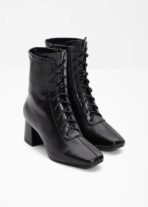 Bottines à lacets et talon bloc, bonprix