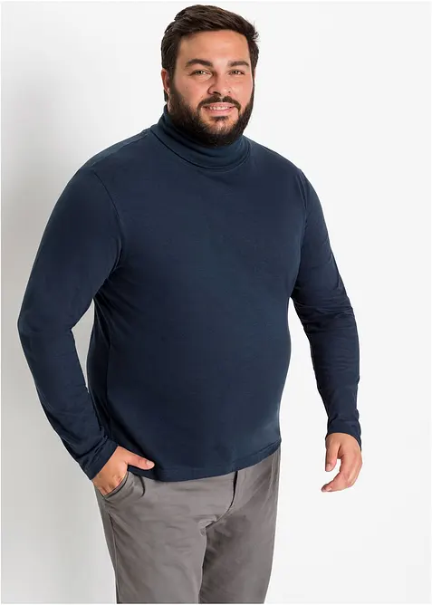 T-shirt manches longues &agrave; col roul&eacute; 100% coton, bonprix