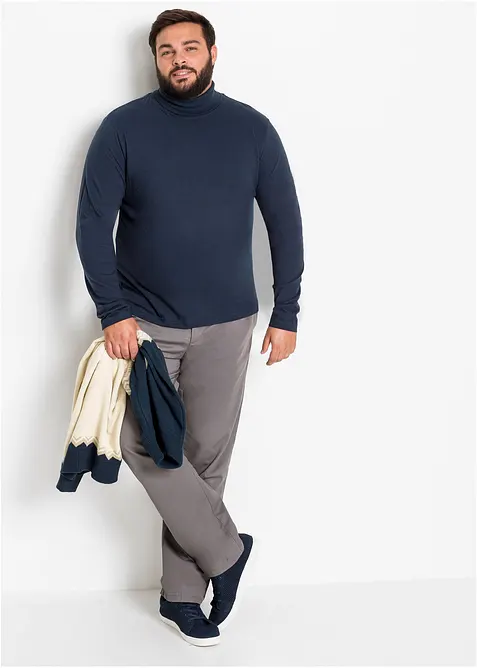 T-shirt manches longues &agrave; col roul&eacute; 100% coton, bonprix