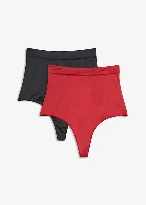 Lot de 2 strings sculptants en mati&egrave;re brillante, maintien l&eacute;ger, bonprix