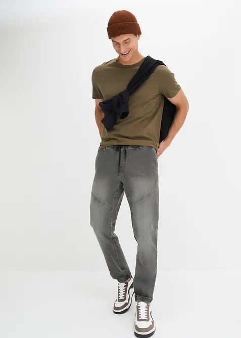 Jean jogger droit taille élastiquée, regular, bonprix