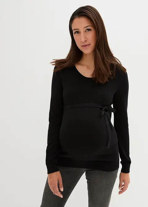 Pull de grossesse 100% coton avec lien &agrave; nouer, bonprix