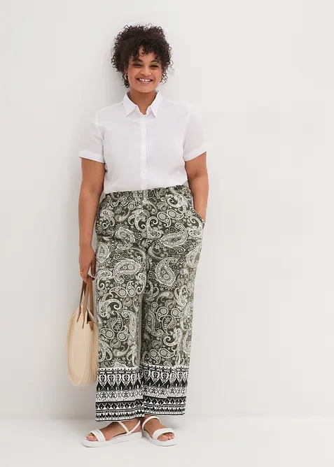 Pantalon palazzo doux en viscose extensible, bonprix