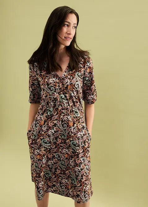 Robe portefeuille en coton extensible, bonprix